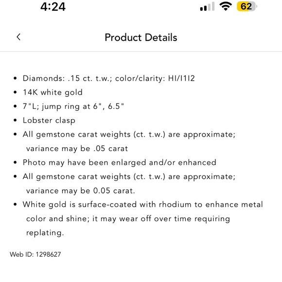 Diamond Infinity Bracelet in 14K White Gold, .15 ct. t.w. - like new - Picture 3 of 6